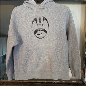 Nike Youth Large Gray Football Graphic Hoodie Pullover Athletic Sweatshirt